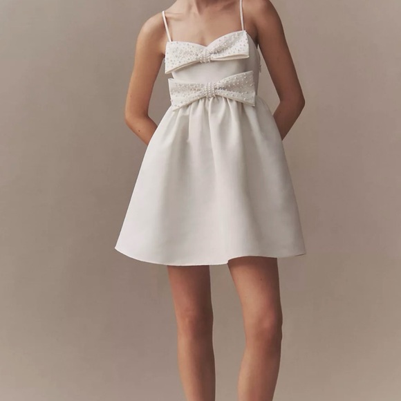 Sachin + Babi White Dress with Pearl Accents - Picture 2 of 6